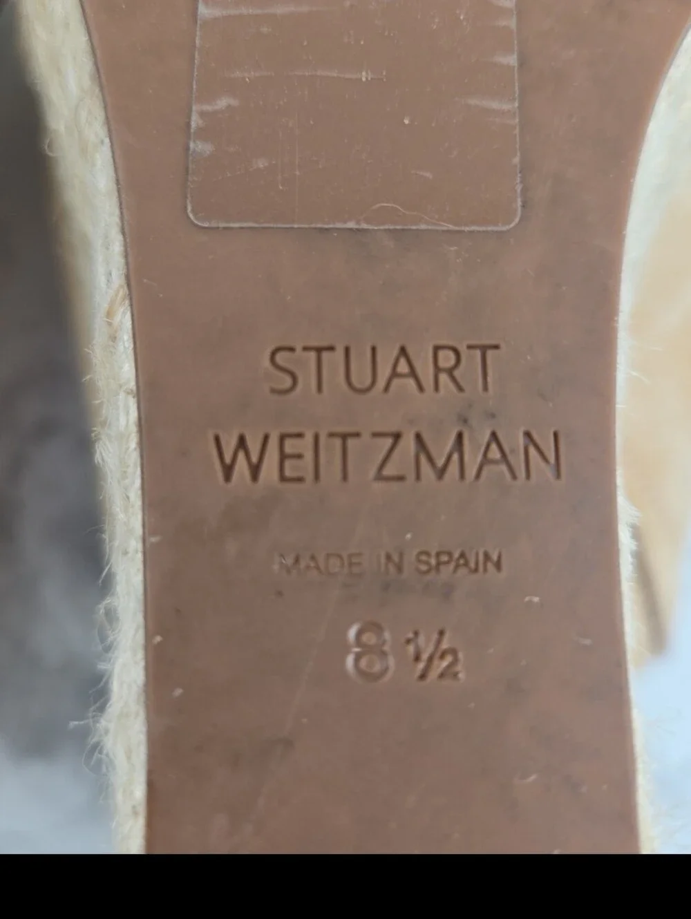 Stuart Weitzman Beige Suede Espadrille Wedge Slide